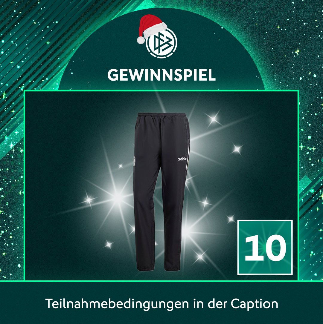 DFB-eSports (@dfb_esports) on Twitter photo Türchen 10🎅
Gewinne eine von fünf DFB Originals Trainingshosen! 💥
So einfach nimmst du teil:
1. Folgt <a href="/DFB_eSports/">DFB-eSports</a> 
2. Likt den Beitrag!
3. Kommentiert mit eurer Größe (S, M, L, XL, etc.)!
4.Retweetet diesen Beitrag!
Das Gewinnspiel endet am 16.12.2024, um 23:59 Uhr. Der/Die Türchen 10🎅
Gewinne eine von fünf DFB Originals Trainingshosen! 💥
So einfach nimmst du teil:
1. Folgt <a href="/DFB_eSports/">DFB-eSports</a> 
2. Likt den Beitrag!
3. Kommentiert mit eurer Größe (S, M, L, XL, etc.)!
4.Retweetet diesen Beitrag!
Das Gewinnspiel endet am 16.12.2024, um 23:59 Uhr. Der/Die