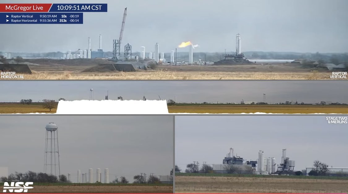 bluemoondance74's tweet photo. SpaceX McGregor just tested a Raptor engine from the Horizontal Stand for over 5 minutes! What an incredible rumble and roar heard and felt 🔥🚀🤩 (Would love to know if any records were matched or broken!) Can’t wait for Starship SH Flight Test 7! #SpaceXTests #McGregorTX https://t.co/Dn4ew9kyMq
