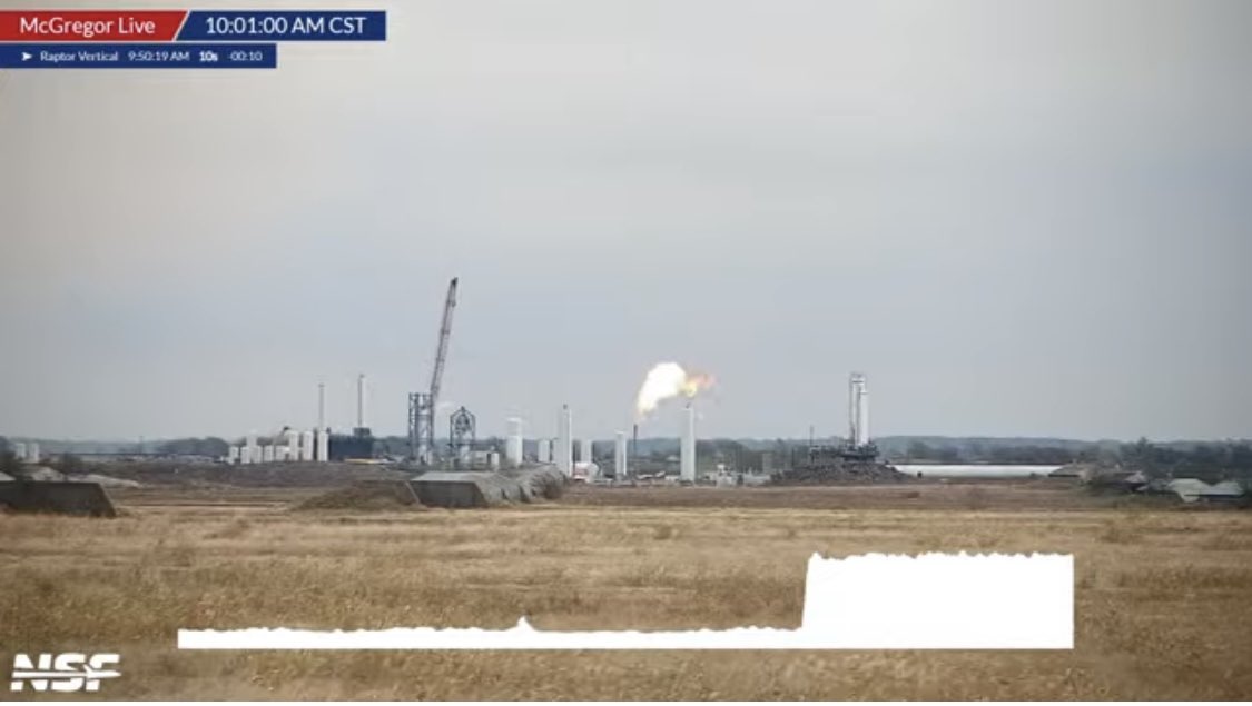 bluemoondance74's tweet photo. SpaceX McGregor just tested a Raptor engine from the Horizontal Stand for over 5 minutes! What an incredible rumble and roar heard and felt 🔥🚀🤩 (Would love to know if any records were matched or broken!) Can’t wait for Starship SH Flight Test 7! #SpaceXTests #McGregorTX https://t.co/Dn4ew9kyMq