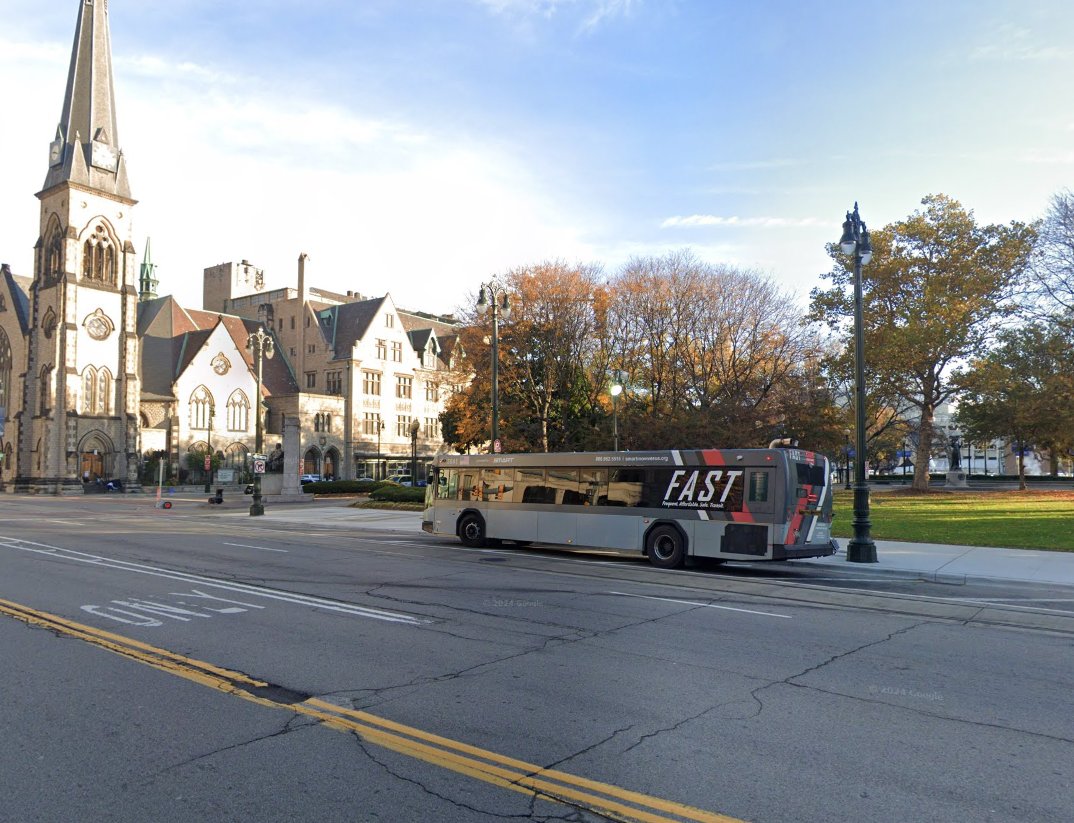Grand Circus Park in Detroit has been a major transit hub for over 100 years. Today, you can catch the D2A2 bus to Ann Arbor, People Mover loop, MoGo, FAST Woodward up to Great Lakes Crossing, #4-DDOT to 8 Mile &amp; the QLINE to Grand Blvd. New design must include bus shelters.