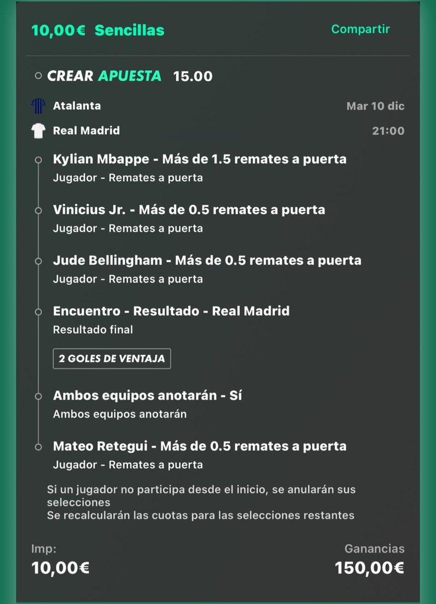 TarjetifyBets's tweet photo. ⚽️ FUNBET ATALANTA - REAL MADRID

🎁 Si sale, sortearé 3 premios de 50€ entre los que hagan:

1️⃣ Like
2️⃣ Retweet
3️⃣ Nombrar a un amigo en comentarios
4️⃣ Seguirme en X y Telegram: https://t.co/rmGDmIkHVb

#ChampionsLeague #AtalantaRealMadrid #uefachampionsleague #Sorteo