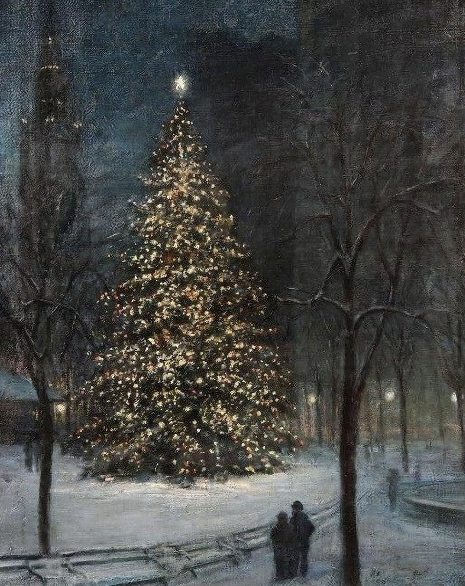Christmas in Madison Square Park by Paul Cornoyer (1864-1923)