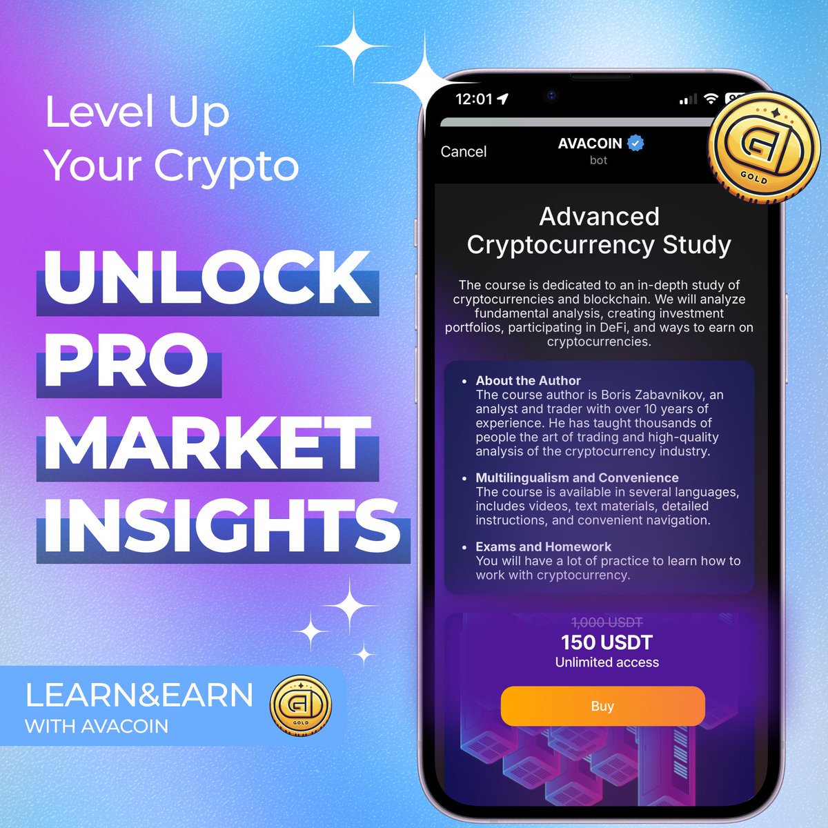 🧑‍🎓 Have you already completed the Introductory Course?

To help you level up and dive deeper, we’ve created the Advanced Cryptocurrency Course! 😎

During the training, you’ll learn how to:

✅ Build your own crypto portfolio that can generate a pleasant profit during this bull
