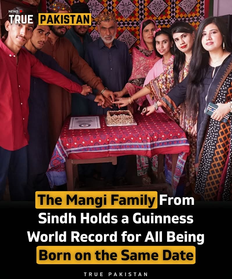 Abdullah_9316's tweet photo. The Mangi family from Larkana, Sindh, has achieved a Guinness World Record for an extraordinary feat all nine family members including the father Ameer Ali his wife Khudeja and their seven children were born on the same date August 1 This remarkable coincidence is+
#TruePakistan https://t.co/XRJbkfp0xb