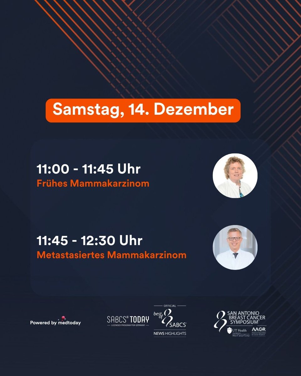 San Antonio Breast Cancer Symposium 2024
SABCS today berichtet für Sie live aus San Antonio zu den diesjährigen Highlights des San Antonio Breast Cancer Symposiums. Schalten Sie am 14. Dezember ein und sichern Sie sich Ihre CME-Punkte.

#SABCS #SABCS24 #CancerResearch