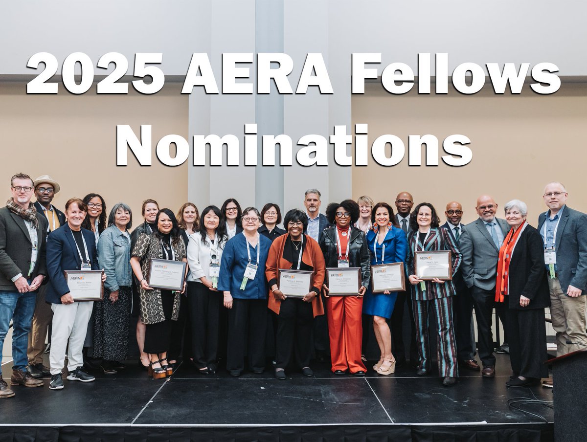 Nominations for the 2025 AERA Fellows are due tomorrow, December 11 by 11:59 pm PT! aera.net/Portals/38/202…