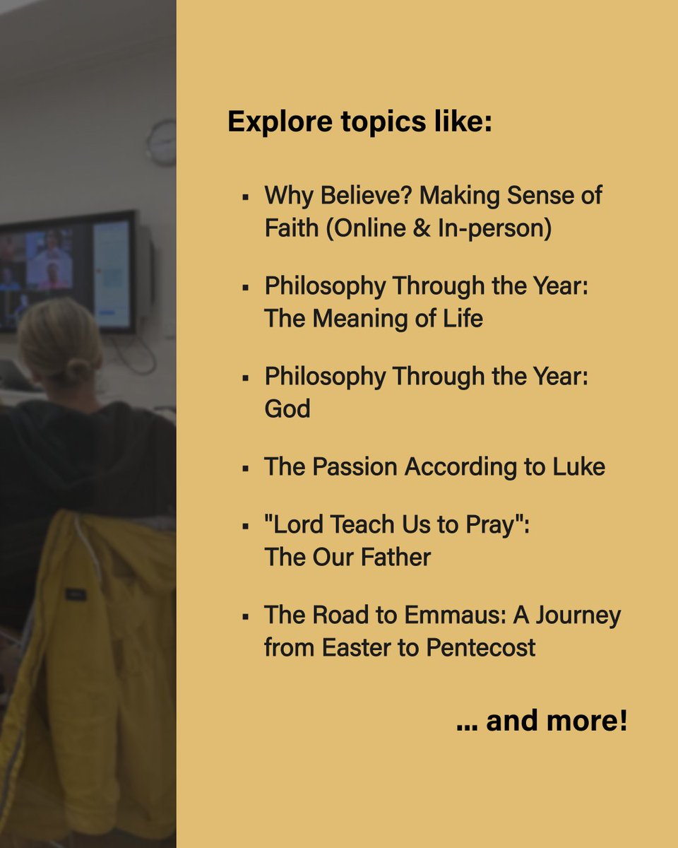 londonjesuit's tweet image. 💡 Explore life’s big questions in 2025!

Registration now open for: 
✅ Philosophy Through the Year: Knowledge
✅ Mountains and Mustard Seeds: On Faith and Knowledge

🔗 More info 👉 londonjesuitcentre.org/whats-on/our-c…

✨ More courses are coming soon!

#KnowledgeIsKey