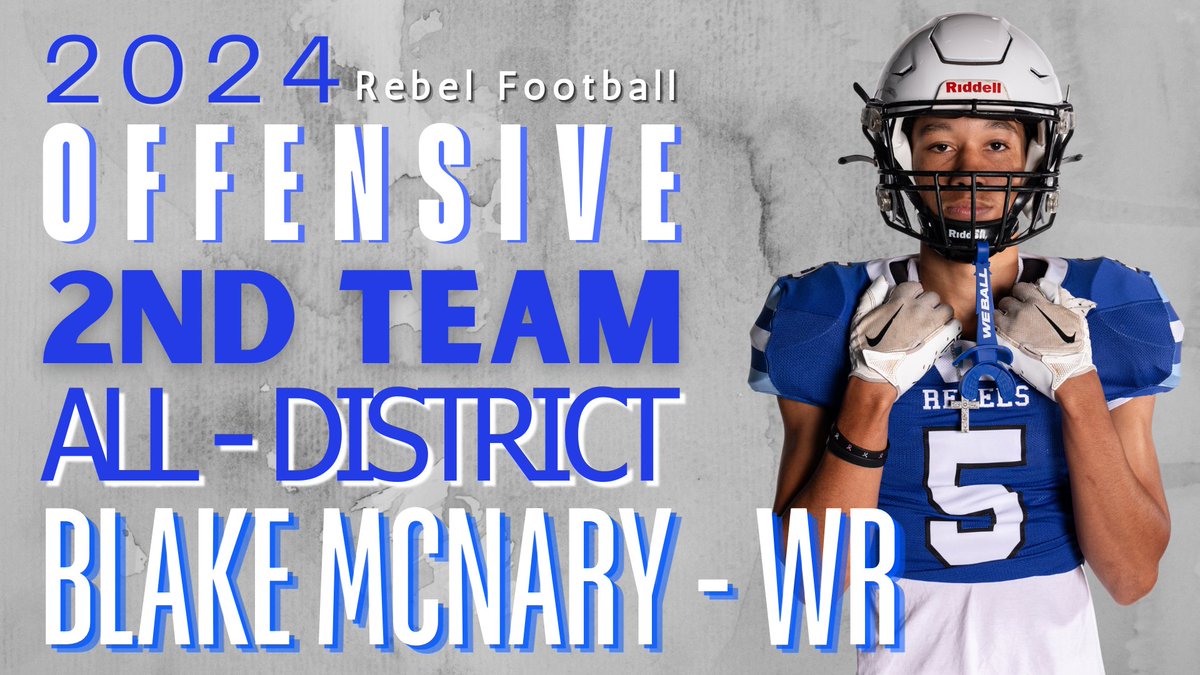 RivercrestFB's tweet photo. Congratulations to our Second Team all District Offensive Players! Blake McNary - WR, Cayden Williams WR, Gus Johnson - C, Eli Dodd - RG! https://t.co/r4U9pgmopl