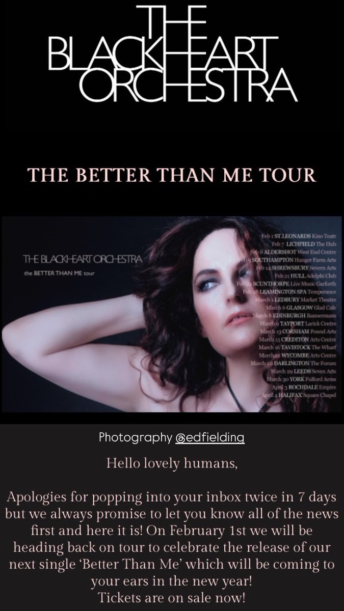ED FIELDING - Photographer (@edfielding) on Twitter photo Photography <a href="/edfielding/">ED FIELDING - Photographer</a>
Tour dates - The Blackheart Orchestra
<a href="/blackheartorch/">The Blackheart Orchestra</a> Photography <a href="/edfielding/">ED FIELDING - Photographer</a>
Tour dates - The Blackheart Orchestra
<a href="/blackheartorch/">The Blackheart Orchestra</a>