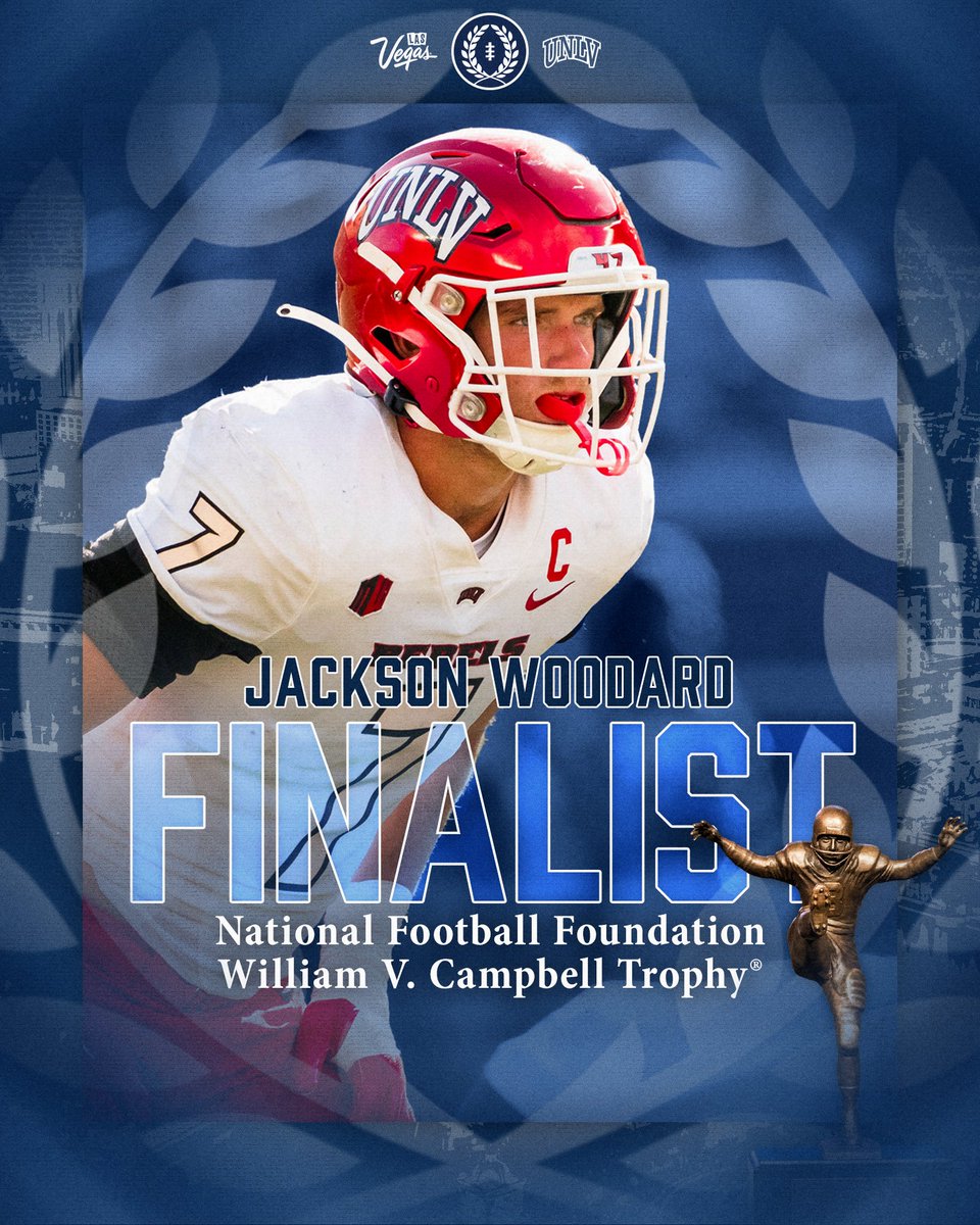 National Football Foundation (@nffnetwork) on Twitter photo Congratulations to the <a href="/unlvfootball/">UNLV Football</a> defensive star, <a href="/jackson_wood23/">Jackson Woodard</a>!
Tune in tonight at 6pm PST to see Woodard get recognized as a Campbell Trophy Finalist.
Watch here: espn.com/watch/player?i…
#BEaREBEL Congratulations to the <a href="/unlvfootball/">UNLV Football</a> defensive star, <a href="/jackson_wood23/">Jackson Woodard</a>!
Tune in tonight at 6pm PST to see Woodard get recognized as a Campbell Trophy Finalist.
Watch here: espn.com/watch/player?i…
#BEaREBEL