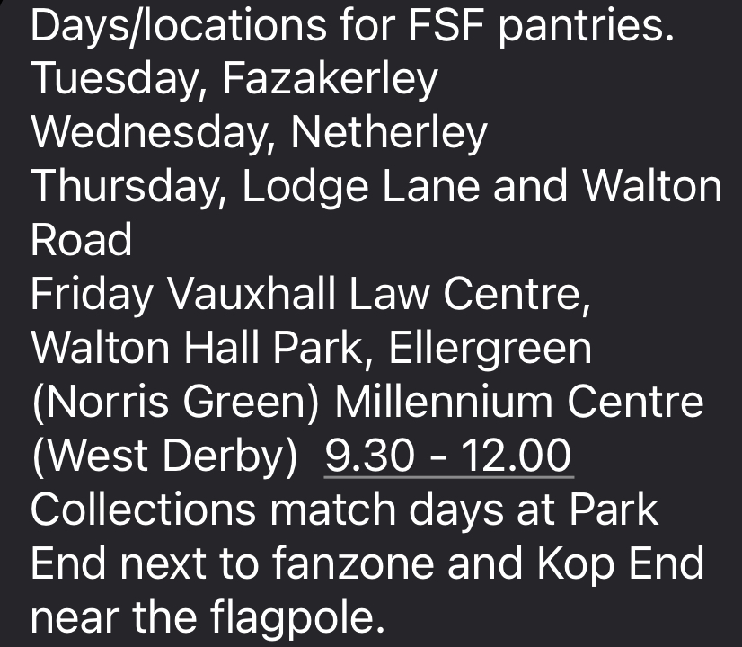 πππ
π
ππ ππ (@toffeetvefc) on Twitter photo If you want to help support <a href="/SFoodbanks/">FANS SUPPORTING FOODBANKS #RightToFood</a> by donating, here are the Days / Locations for FSF Pantries. β¬οΈ π€
<a href="/DavefcKelly/">Dave Kelly #RightToFood</a> <a href="/lcabbabeh/">David The Toffee</a> <a href="/billyliar9/">Robert Daniels</a> <a href="/IanByrneMP/">lan Byrne MP</a> If you want to help support <a href="/SFoodbanks/">FANS SUPPORTING FOODBANKS #RightToFood</a> by donating, here are the Days / Locations for FSF Pantries. β¬οΈ π€
<a href="/DavefcKelly/">Dave Kelly #RightToFood</a> <a href="/lcabbabeh/">David The Toffee</a> <a href="/billyliar9/">Robert Daniels</a> <a href="/IanByrneMP/">lan Byrne MP</a>