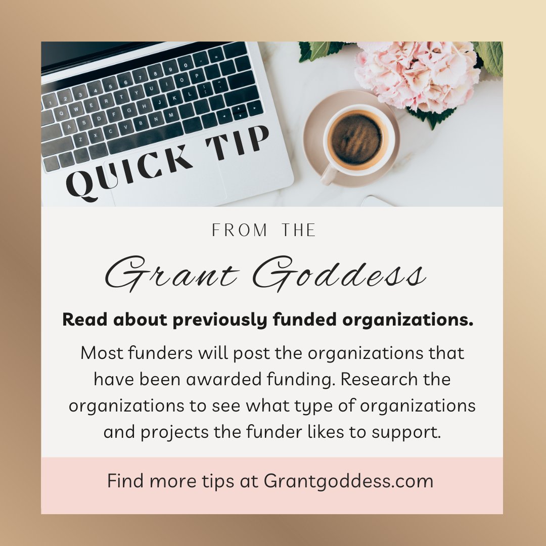grantgoddess's tweet photo. Information is power. 💪🏻 The more you know about a funder, the more effective you can be in making your case for funding. 👍🏻💥🙌🏻

Do you have a grant tip to share? Post it in the comments. 👍🏻🙂

#grantwriting #grantwriter #winninggrants #grantgoddess https://t.co/05d6qF4Ggr