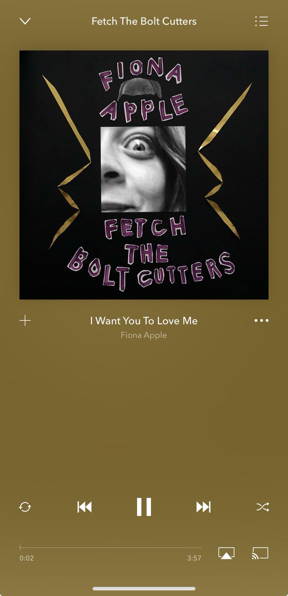 DevTC333's tweet image. FINALS WEEK PLAYLIST
Song: I Want You to Love Me
Artist: Fiona Apple
Year: 2020
#SPM230