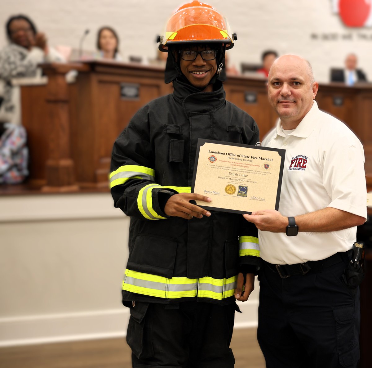 IbervilleSchool's tweet photo. Congratulations to our students who have successfully met the professional qualifications &amp; completed Hazardous Materials/WMD-Awareness training. We are so proud of you! Thank you to Plaquemine Fire Department for your partnership &amp; dedication to our students! #MovingForward https://t.co/nCdBiprP9N