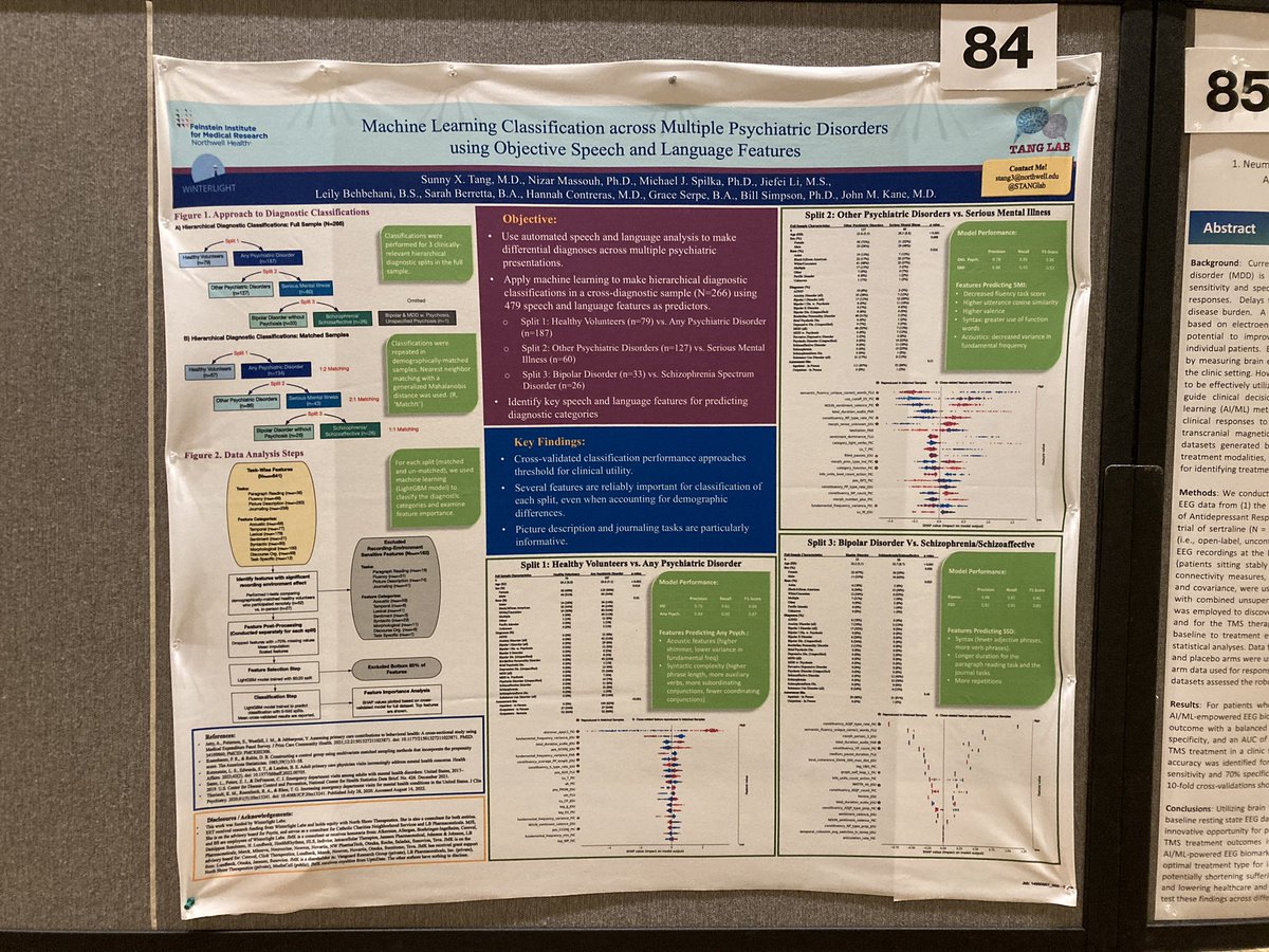 Hey #ACNP2024! Come check out our poster using speech and language features and #MachineLearning for classification in a multi-diagnostic sample.