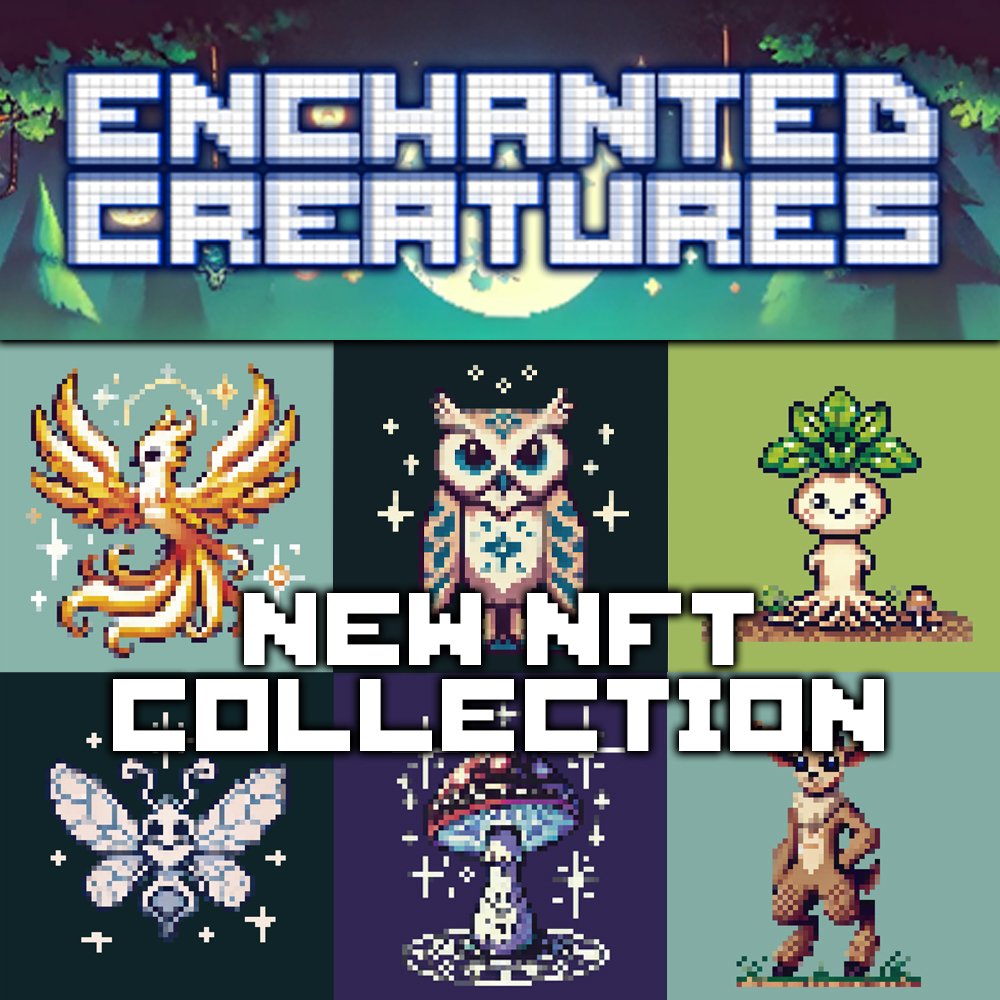 TroyanHorseArt's tweet photo. ✨🌿 The Enchanted Creatures Project is LIVE! 🌿✨
Dive into a pixel art world where magical beings like the Young Faun, Magical Owl, and Sunfeather Phoenix!
🔮 Explore &amp; collect: https://t.co/I5uCxVhqY2
🌟 Let the magic begin!
#NFTs #PixelArt #EnchantedCreatures #NFTart https://t.co/IcXd9LbPO0