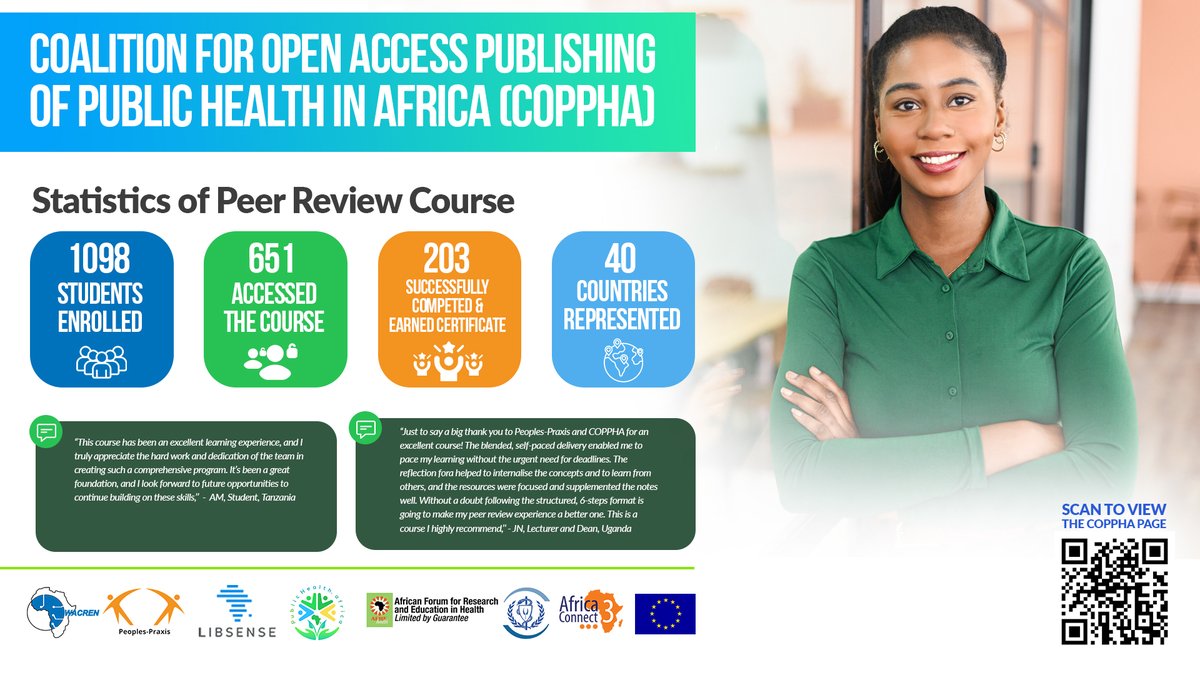 Discover how #COPPHA is revolutionising African open-access publishing with tailored #DiamondOpenAccess capacity, community-building initiatives, and state-of-the-art infrastructure for public health research. By advancing equitable visibility and integrating social justice