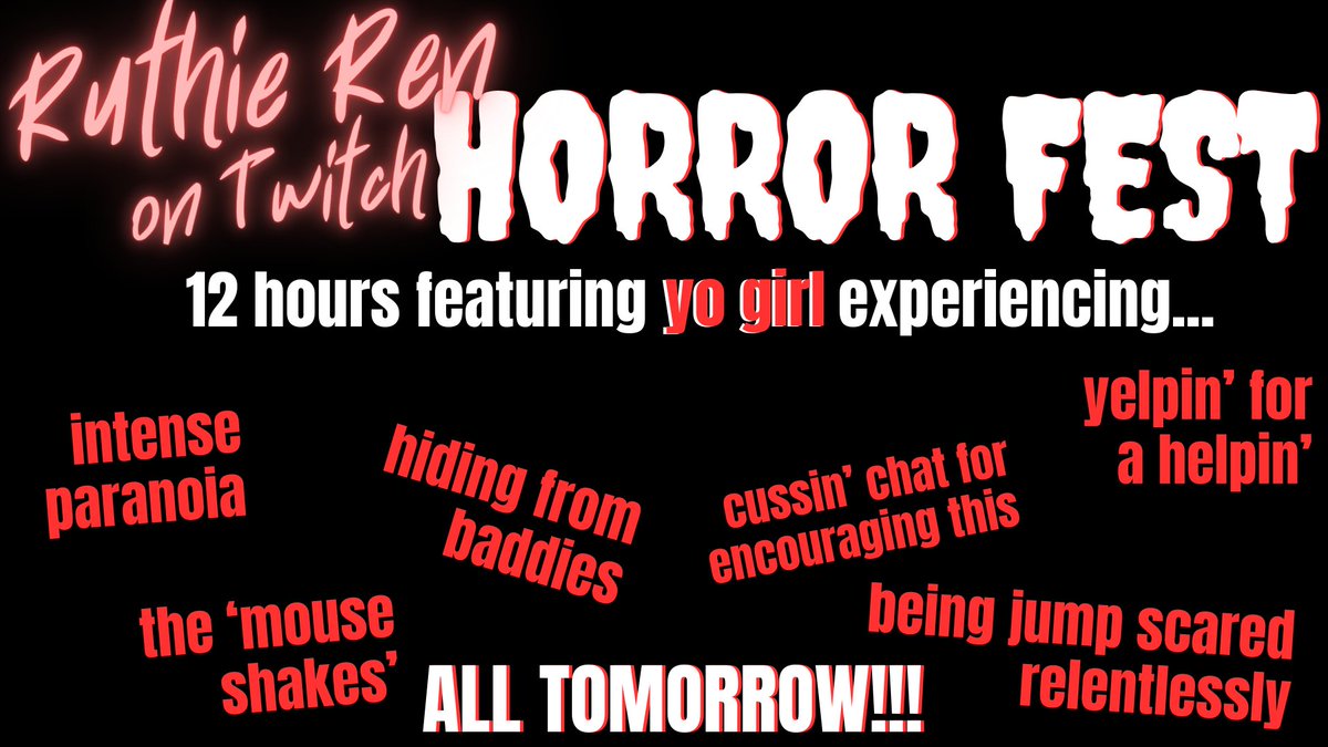 theRuthieRen's tweet image. 😨👀😩  twitch.tv/ruthieren -- 12 hours tomorrow! come laugh at me bein a baby back bitch!! (also any game recs being taken in the comments!!)