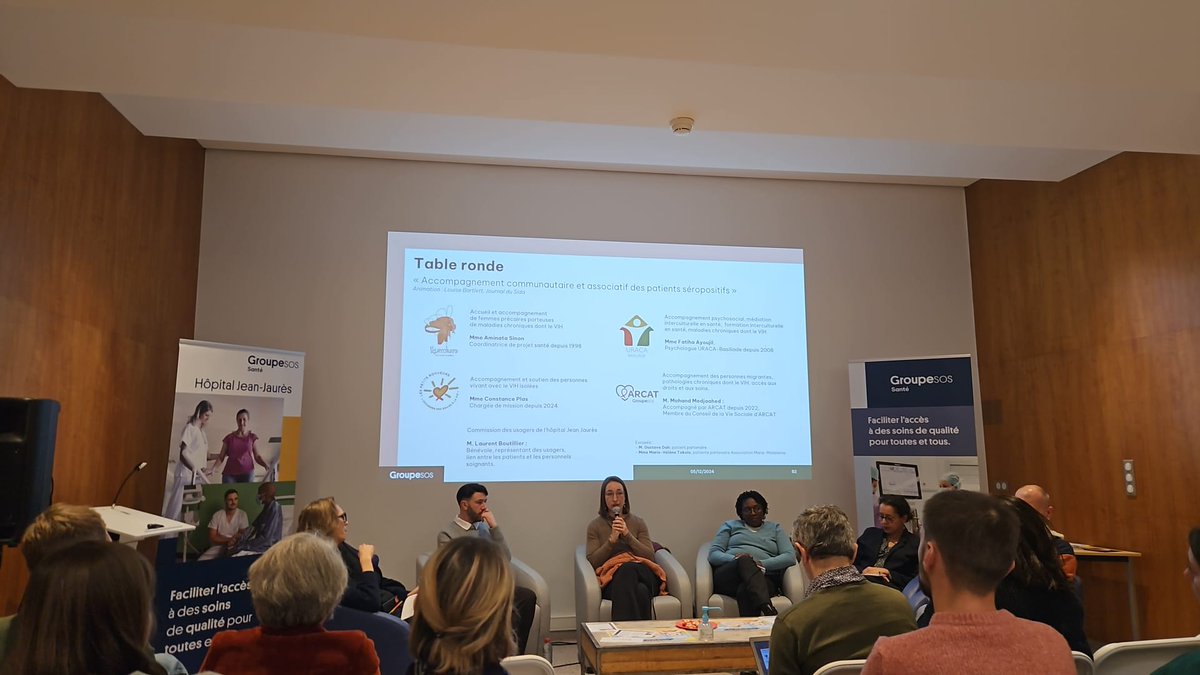 LPetitsBonheurs's tweet photo. Retour sur la journée "Fr groupe contre le VIH" à l'hôpital Jean Jaurès @GroupeSOS 
👉 Constance Plas, est intervenue lors d'une table ronde consacrée à l’accompagnement des PVVIH. Elle a abordé l’importance des alliances entre pros de santé &amp; assos pour offrir un soutien global. https://t.co/kxEvlxIED4