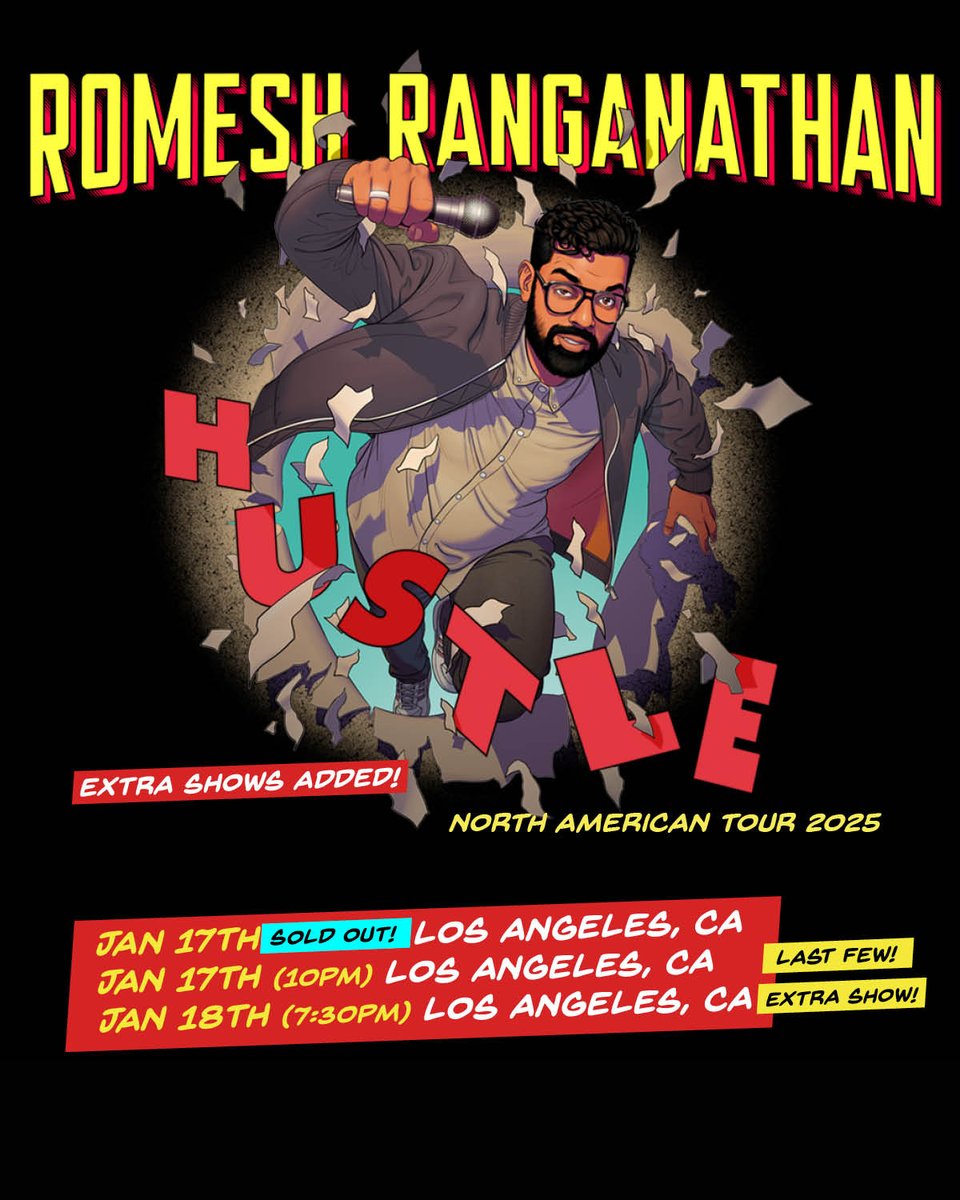 Show And Tell (@show_and_tell) on Twitter photo Hey LA 👋 Due to phenomenal demand, ROMESH RANGANATHAN is adding a THIRD and final show at <a href="/JoinTheDynasty/">Dynasty Typewriter</a> this January 18th 🎉
Tickets are on sale now at: showandtellpresents.com/events/romesh-… Hey LA 👋 Due to phenomenal demand, ROMESH RANGANATHAN is adding a THIRD and final show at <a href="/JoinTheDynasty/">Dynasty Typewriter</a> this January 18th 🎉
Tickets are on sale now at: showandtellpresents.com/events/romesh-…
