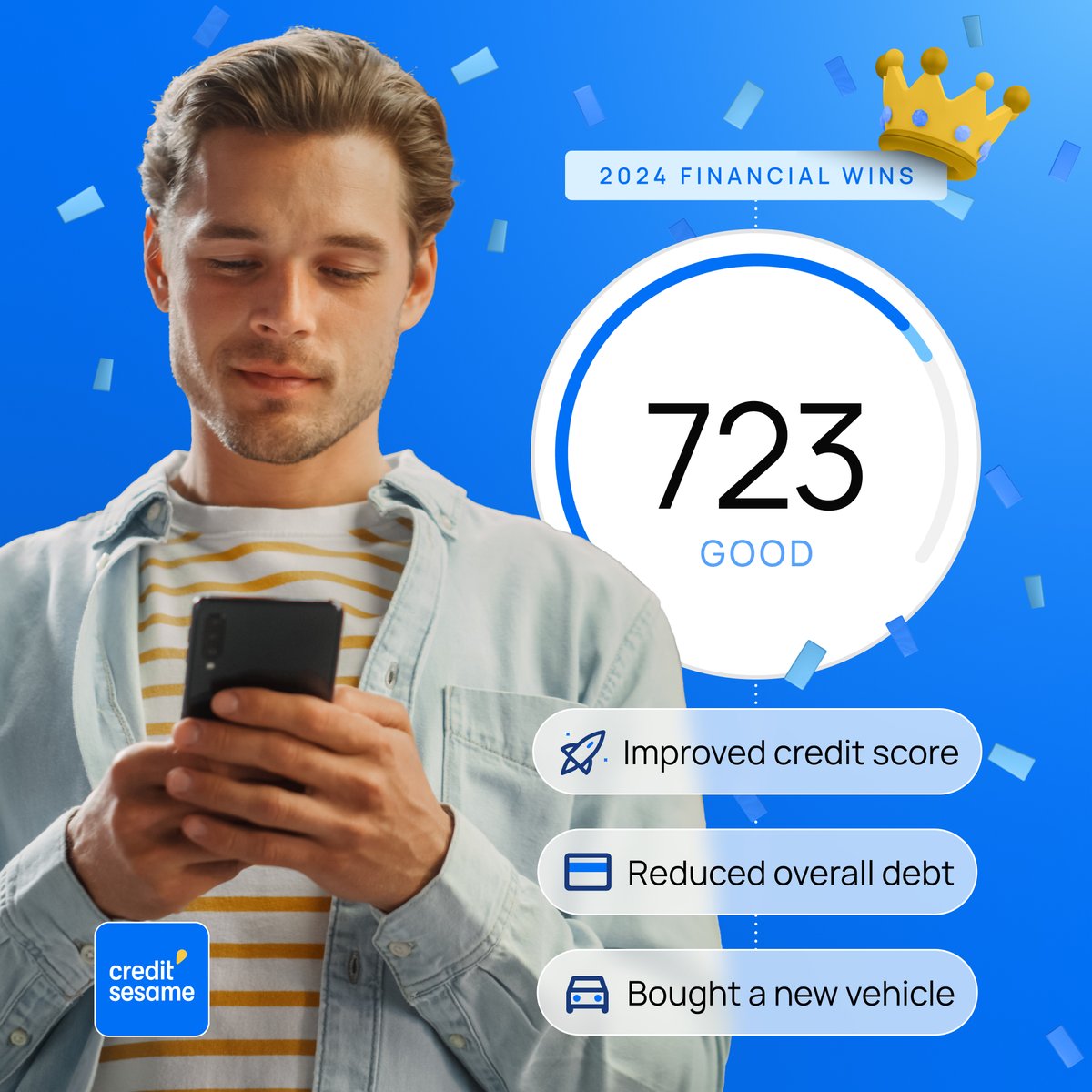 Let’s take a moment to celebrate YOUR financial wins in 2024! 🎉 Whether it’s improving your credit score or paying off debt, share your biggest win with us below ⬇️ We’re cheering you on! 🎉

#CreditSesame #FinancialWins #CreditScore #FinancialFreedom #credit #finance #money