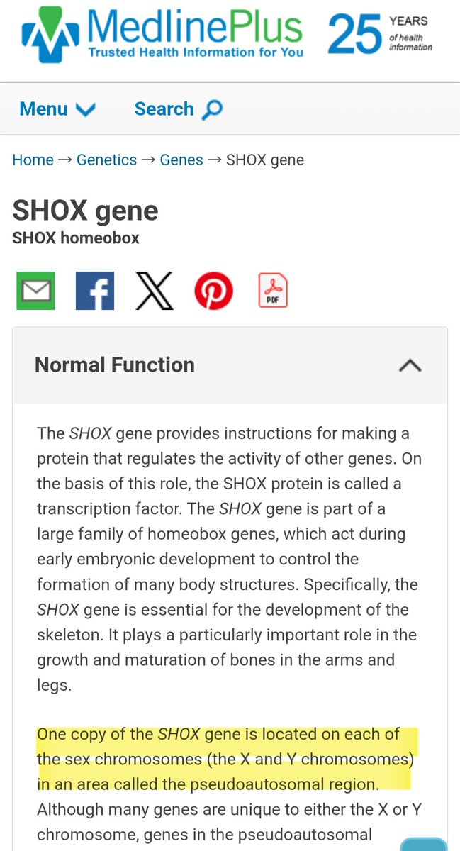 shamanspirit13's tweet photo. The gene located on the Y chromosome that is associated with growth is a hox gene known as SHOX. 
This gene is also located on the X chromosome. 
The SHOX genes only work during embryonic development and affect the growth of the arms and legs. They do not impact the pelvis. https://t.co/lczj504Mpm