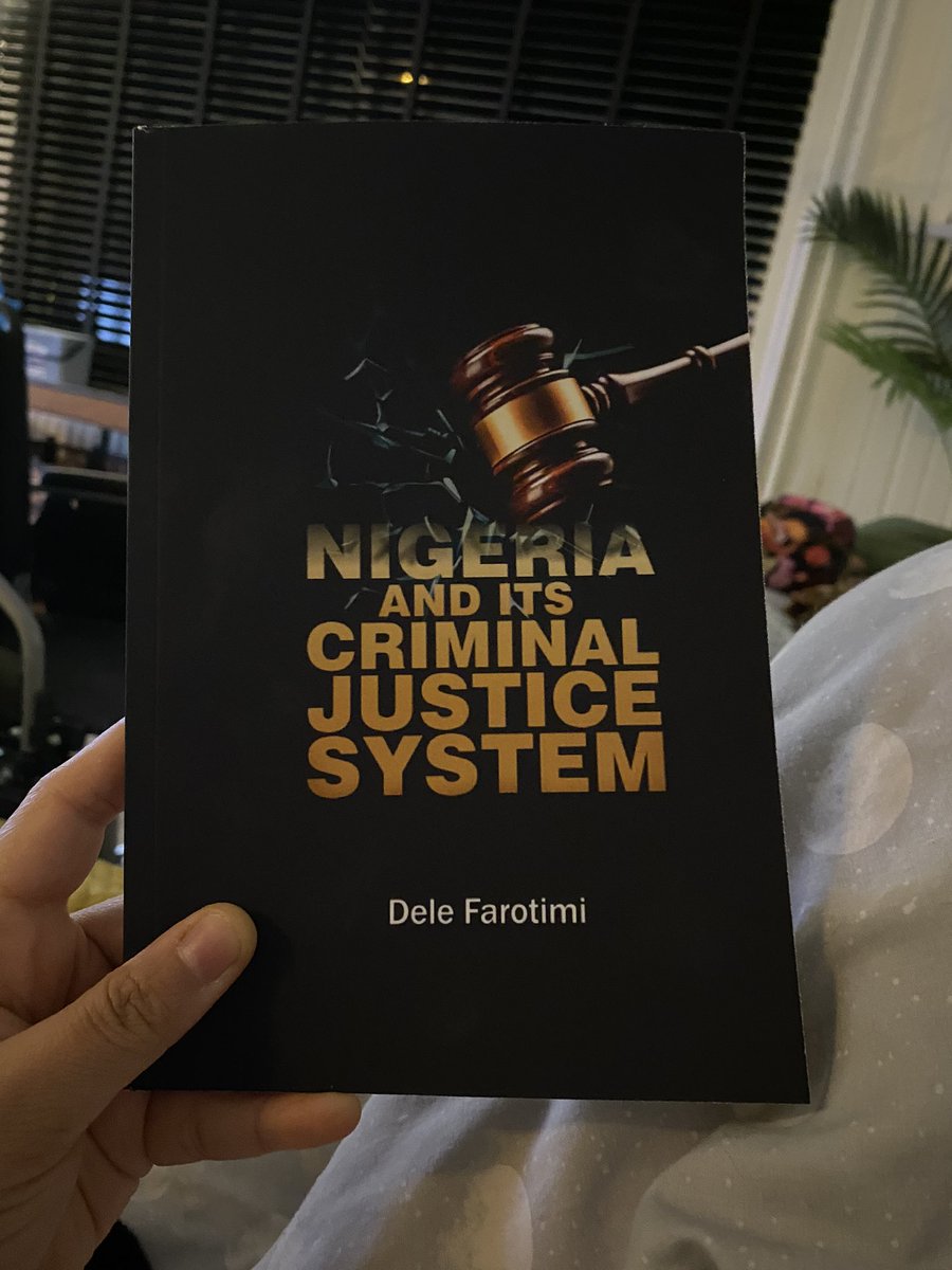 Kramz_10z's tweet photo. This is going to be an interesting read.
It’s a small book though 9 chapters 97 pages large letters, I like that looks good so far.
#NCJS Nigeria and its criminal justice system #FreeDeleFarotimiNow
God punish the enemy of striving Nigerians. https://t.co/y2fL6b7OjN