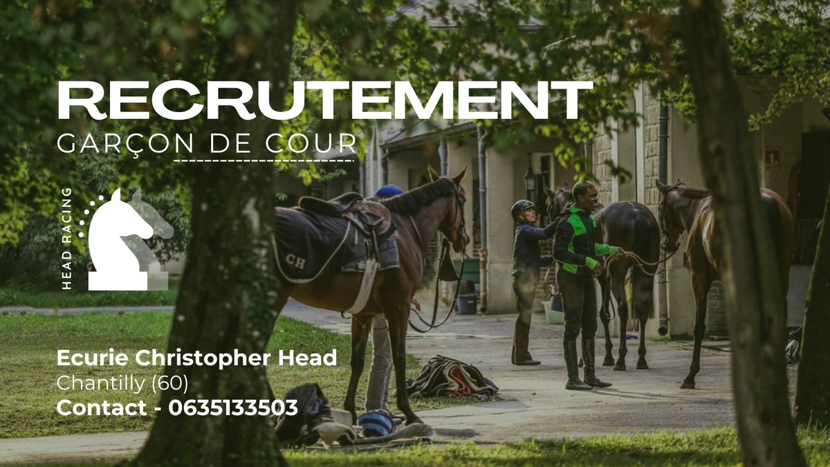 RECRUTEMENT - HEAD RACING
Garçon de cour à Chantilly (60)
Contact - 0635133503