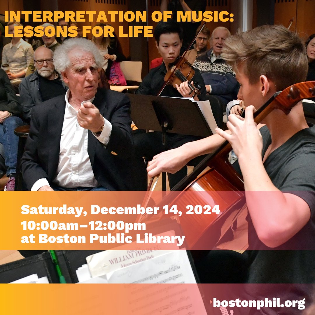 BosPhilYouth's tweet photo. Join @BenjaminZander on Saturday at 10 AM for the next Interpretation of Music: Lessons for Life class! Free and open to the public! https://t.co/lMZgDqBQwR https://t.co/3ysnidkYSt