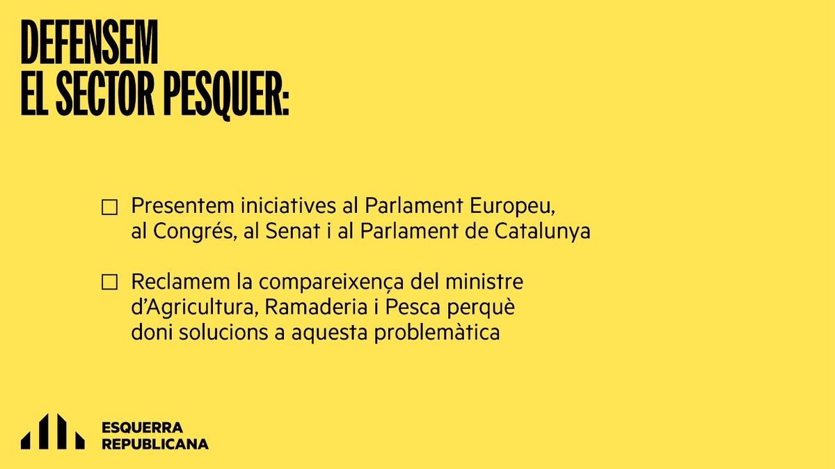 📢El sector pesquer està lluitant pels seus drets davant una iniciativa injusta que vol impulsar la Unió Europea

❌Nosaltres diem NO a aquesta mesura

✊Cal garantir la supervivència de la pesca a Catalunya