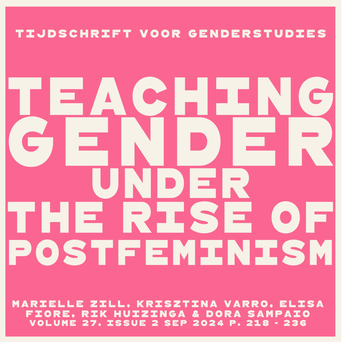 Tijdschrift voor Genderstudies tweet media