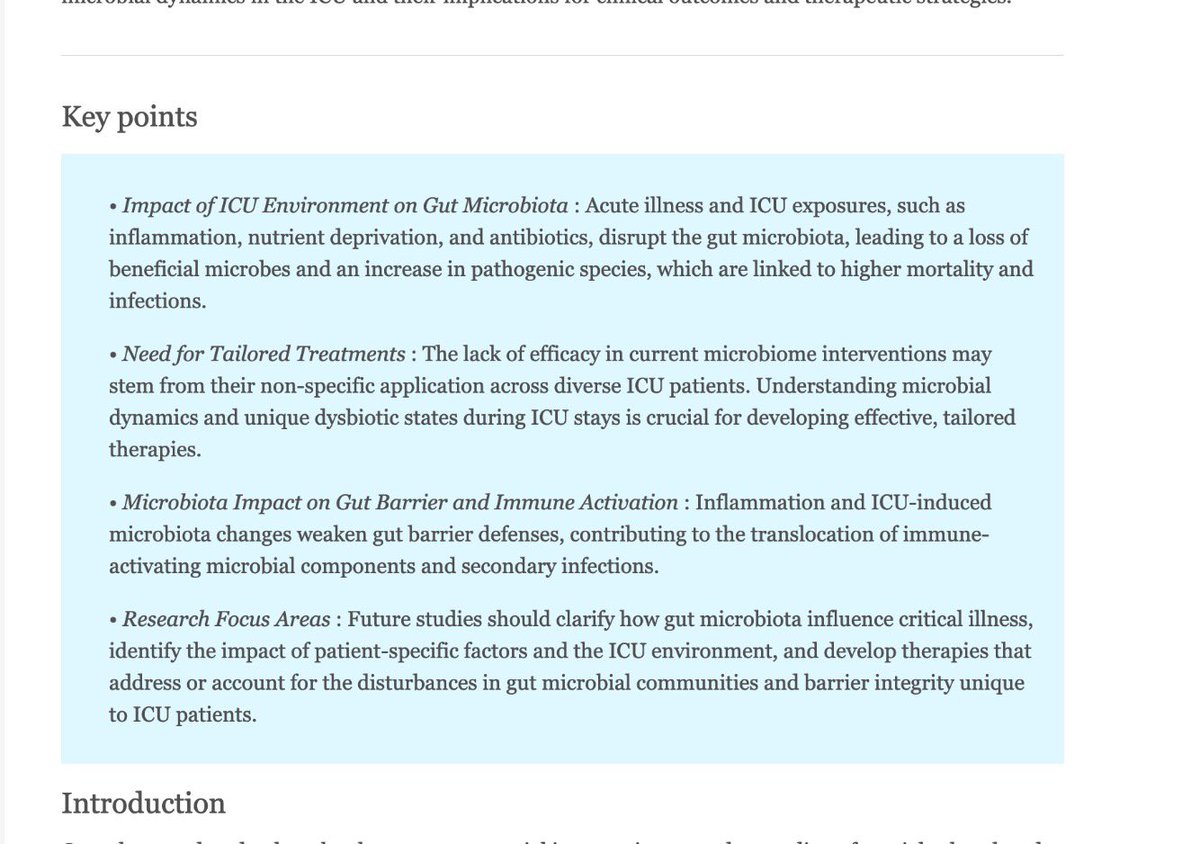 📝 NEW Online! 
Recent Insights into Evolving Role of Gut Microbiome in Critical Care 

👉 From New Critical Care Nutrition issue in Critical Care Clinics edited by <a href="/ICUnutrition/">A/Prof Emma Ridley</a> &amp; <a href="/Paul_Wischmeyer/">Paul Wischmeyer MD</a> 

🔗criticalcare.theclinics.com/article/S0749-…

📧Email me for full paper
Paul.Wischmeyer@duke.edu