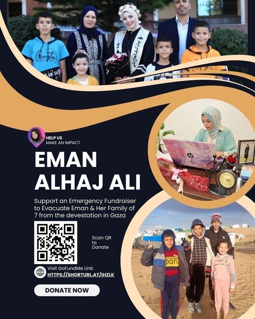 Dr Lizzie Eldridge (@lizzie_eldridge) on Twitter photo What's happening in Syria leaves Isr@el free to continue its ruthless genocide in #Gaza
Let's help Eman - a talented young writer - escape the #gazagenocide with her family ๐ ๐ต๐ธ ๐
Supported by <a href="/ScottishPEN/">Scottish PEN</a>, please donate &/or share widely ๐๐ต๐ธ๐
bit.ly/4e7S0qw What's happening in Syria leaves Isr@el free to continue its ruthless genocide in #Gaza
Let's help Eman - a talented young writer - escape the #gazagenocide with her family ๐ ๐ต๐ธ ๐
Supported by <a href="/ScottishPEN/">Scottish PEN</a>, please donate &/or share widely ๐๐ต๐ธ๐
bit.ly/4e7S0qw