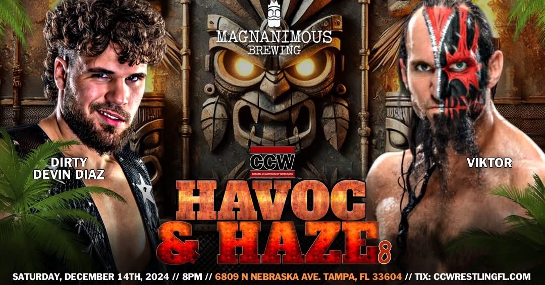 CCWAliveTV's tweet photo. THIS SATURDAY,

Viktor, one-half of the longest reigning WWE NXT Tag Team Champions in history, comes to Coastal Championship Wrestling!

Watch him step in the ring with Tampa’s own @DirtyDevinDiaz! Don’t miss it at Havoc &amp; Haze 8!

🎟️ https://t.co/Y1Y1bIz0Uz

@VikTheSpacelord https://t.co/qGaKswE0e6