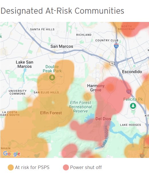 Customer's in San Marcos who are likely to be impacted by a Public Safety Power Shutoff today have been contacted by SDGE.
You can also visit the SDGE PSPS dashboard site to type in your address if you have questions about your area.