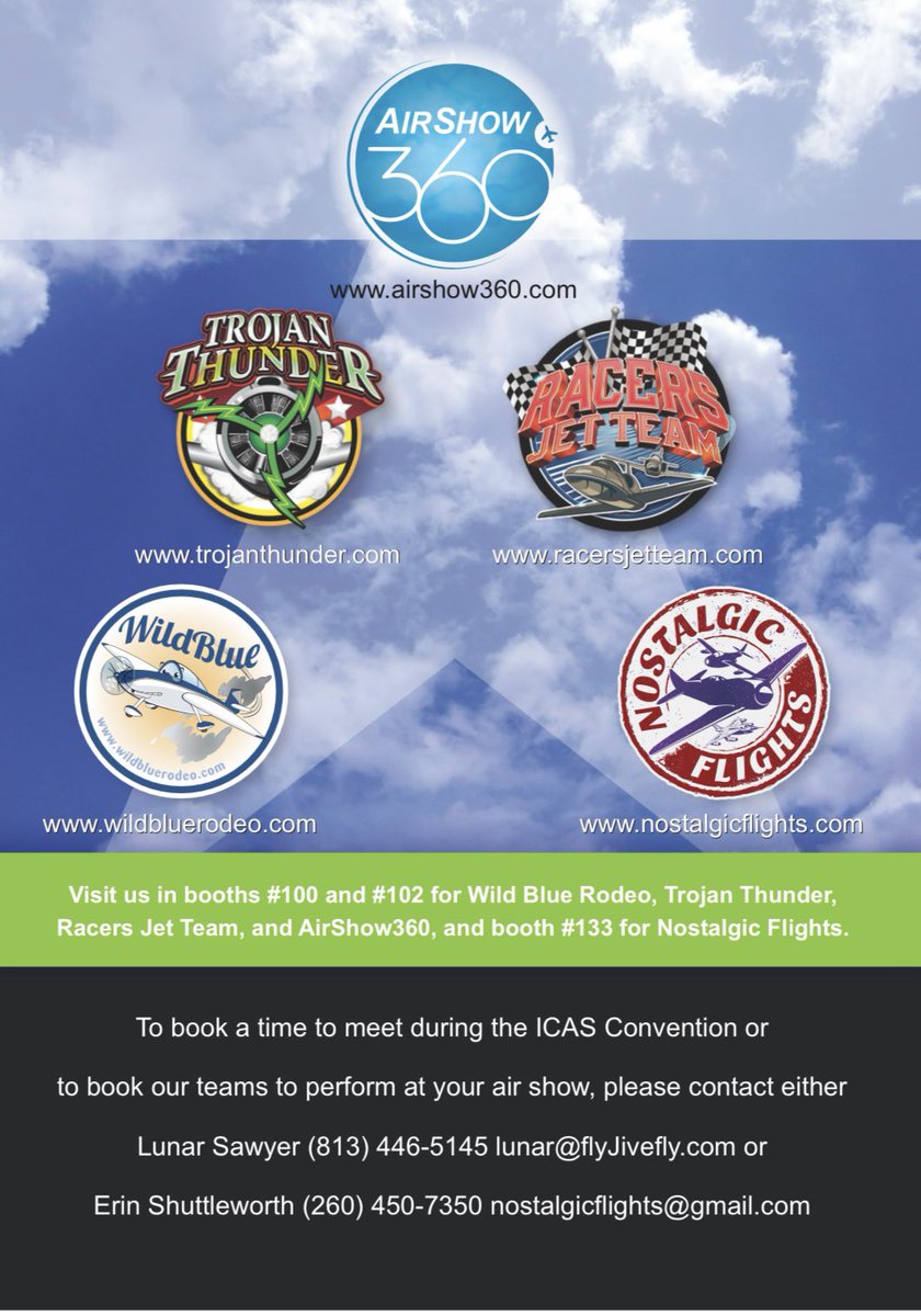 We are at the ICAS - International Council of Air Shows Convention December 10-12! Find us in Booths 100/102! Booking for 2025 and 2026!

#ICAS24