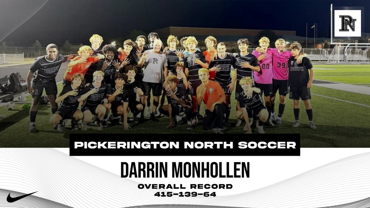 PNAthletics's tweet photo. After 22 amazing years at Pickerington North, Coach Monhollen is stepping away. With a remarkable record of 264-96-43 at North, his impact on the program and community is immeasurable. Thank you for the memories, leadership, and legacy! #WeArePN https://t.co/UyfW70VKdN
