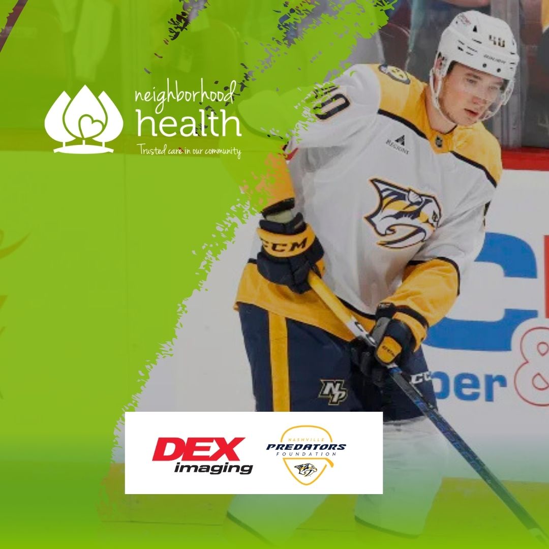neighborhealth's tweet photo. Neighborhood Health is thrilled to be part of the DEX Score &amp; Win Program! 🏒💛 Huge thanks to @DexImaging, @PredsFoundationNHL, and our stars—Colton Sissons, Mark Jankowski, &amp; Fedor Svechkov—for scoring big for Nashville! 💛 #NeighborhoodHealth #CommunitySupport https://t.co/JH2Wk4uCho