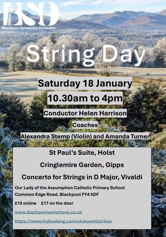 Blackpool Symphony (@blackpoolsymph1) on Twitter photo Come and banish the January blues.
We are delighted to welcome back our coaches, Alexandra Stemp (upper strings) and Amanda Turner (Cellos and basses).
trybooking.com/uk/events/land…?
<a href="/HHconductor/">Helen Harrison Conductor</a> #strings Come and banish the January blues.
We are delighted to welcome back our coaches, Alexandra Stemp (upper strings) and Amanda Turner (Cellos and basses).
trybooking.com/uk/events/land…?
<a href="/HHconductor/">Helen Harrison Conductor</a> #strings