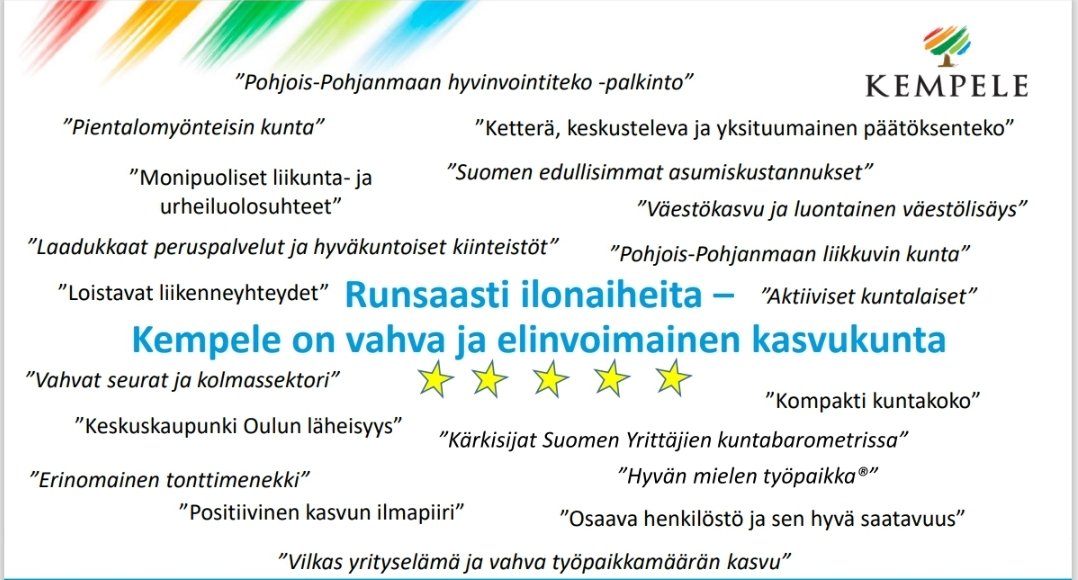 <a href="/KempeleenKunta/">Kempeleen kunta</a> valtuusto hyväksyi talousarvion 2025. Kunta satsaa työllisyyden vahvistamiseen ja hyvinvoinnin edistämiseen, ja investoi peruspalveluihin sekä kasvun ja elinvoiman edellytyksiin. Vaikka ajat ovat haastavat, moni asia on kunnassa hyvin. 
kempele.fi/ajankohtaista/…