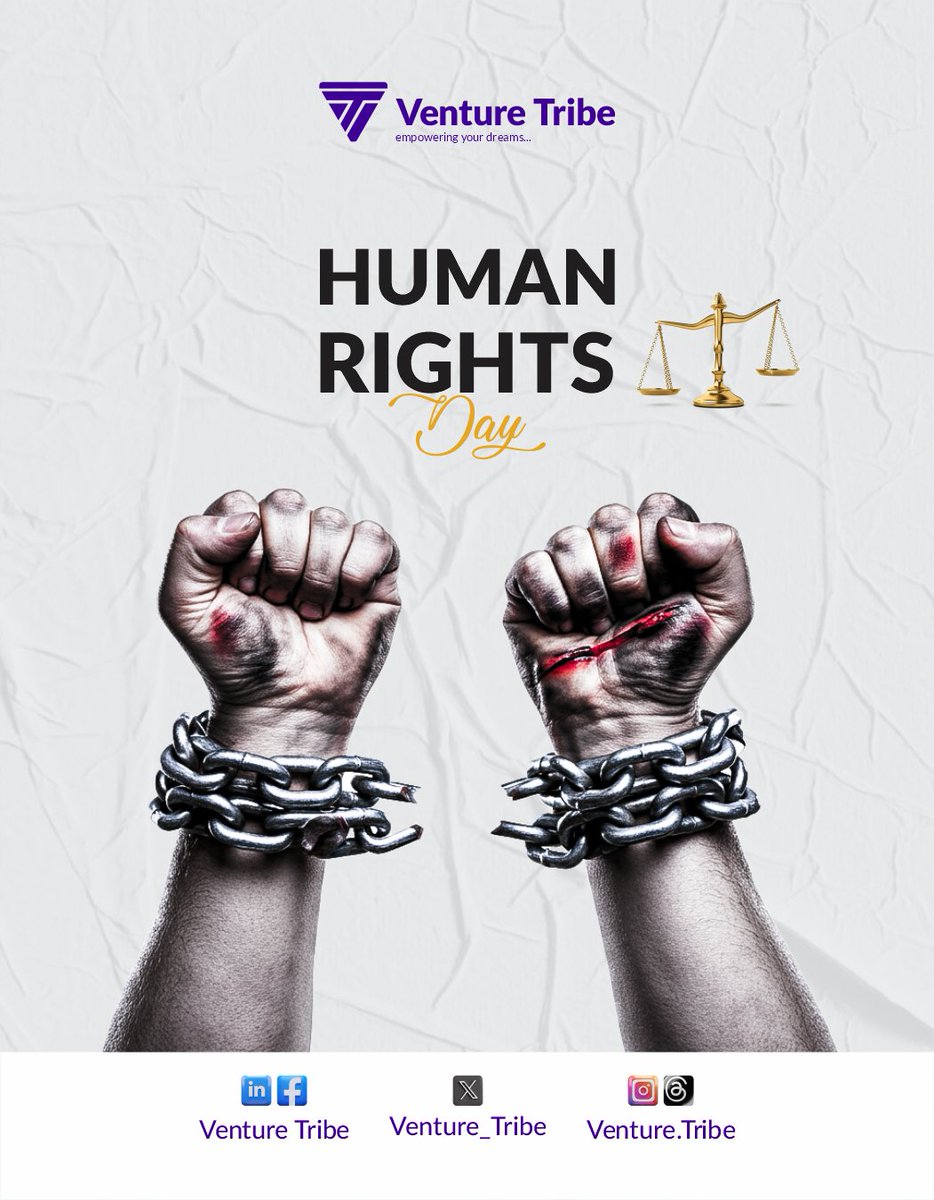 Venture_Tribe's tweet photo. December 10 – Human Rights Day.
On this day, we mark the world's global pledge, known as the Universal Declaration ofHuman Rights (UDHR).
Let's work together to build a world where human rights are protected and upheld for all.
#HumanRightsDay #Equality #UnitedNations #Pledge https://t.co/SWd4dhtYYk