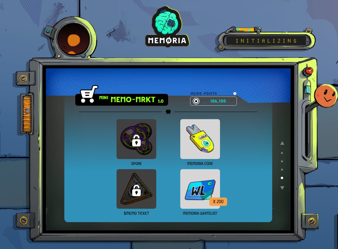 Memoria Memo-Points Marketplace is LIVE!🛒

Time to flex your Memo-Points grind💪&amp; claim:

🧠 Whitelist Spots (50k Memo-Points, only 200 available! FCFS)
🧠 Memoria Codes (20k Memo-Points)
⛔ 1x purchase limit per user. Already whitelisted or holding codes? No double-dips!
⚡️