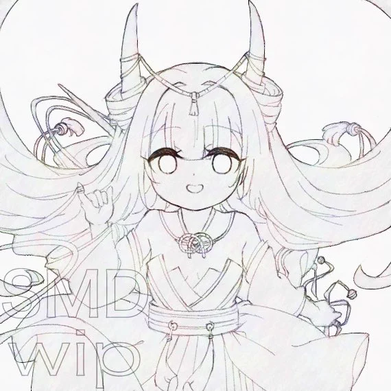 今年天啓を得ての初月ちゃん線画です塗りも頑張りたいですね 