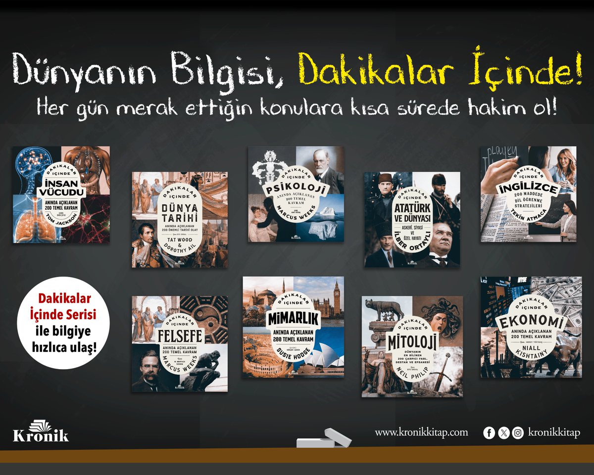 📚 Dünyanın Bilgisi, Dakikalar İçinde!
Her gün merak ettiğin konulara kısa sürede hakim ol!
🔗: kronikkitap.com/kategori/dakik…