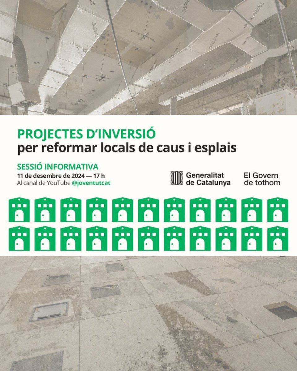 CoopCatCentral's tweet photo. Ei! Demà dimecres hi ha una sessió informativa virtual sobre projectes d’inversió per reformar locals de #caus i #esplais

🗓️ 11 de desembre a les 17h al canal de Youtube de @joventutcat https://t.co/kezpyTSJMz