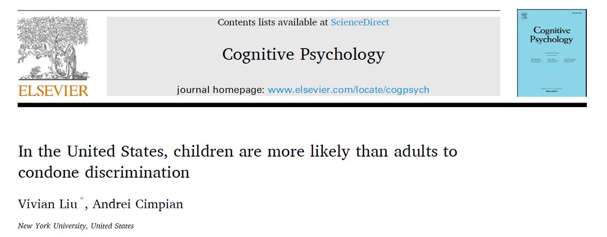 Andrei Cimpian (@andreicimpian) on Twitter photo New paper in Cognitive Psychology with first author <a href="/_vivianliu_/">Vivian Liu</a> ! We investigate U.S. children's and adults' perceptions of discrimination. authors.elsevier.com/c/1kEp32Hxod5Ne New paper in Cognitive Psychology with first author <a href="/_vivianliu_/">Vivian Liu</a> ! We investigate U.S. children's and adults' perceptions of discrimination. authors.elsevier.com/c/1kEp32Hxod5Ne