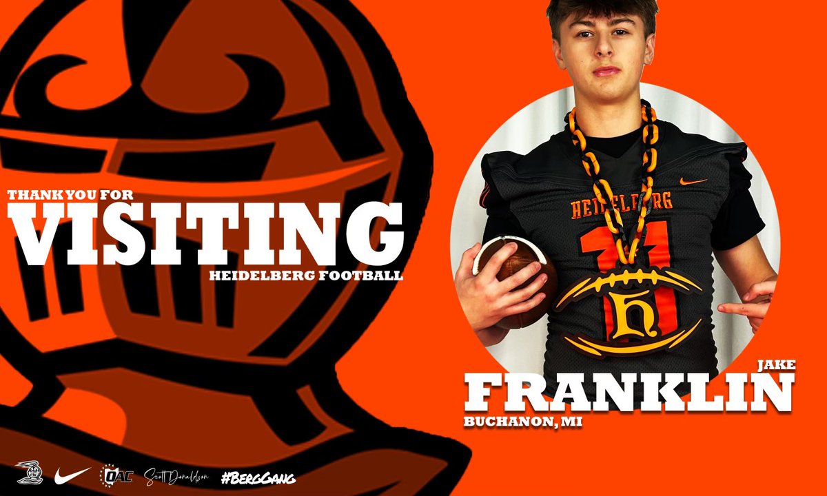 Jake_Franklin11's tweet photo. After a great visit and conversation with @Coach_Donaldson I am thankful to receive an offer from Heidelberg University! https://t.co/fPpRXKvrr8