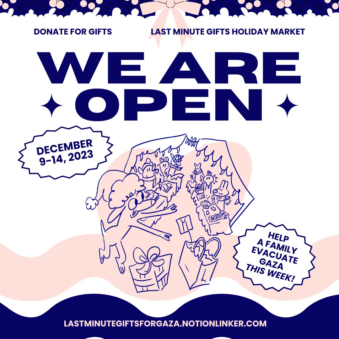 there’s some amazing gifts here, please check it out 

…stminutegiftsforgaza.notionlinker.com