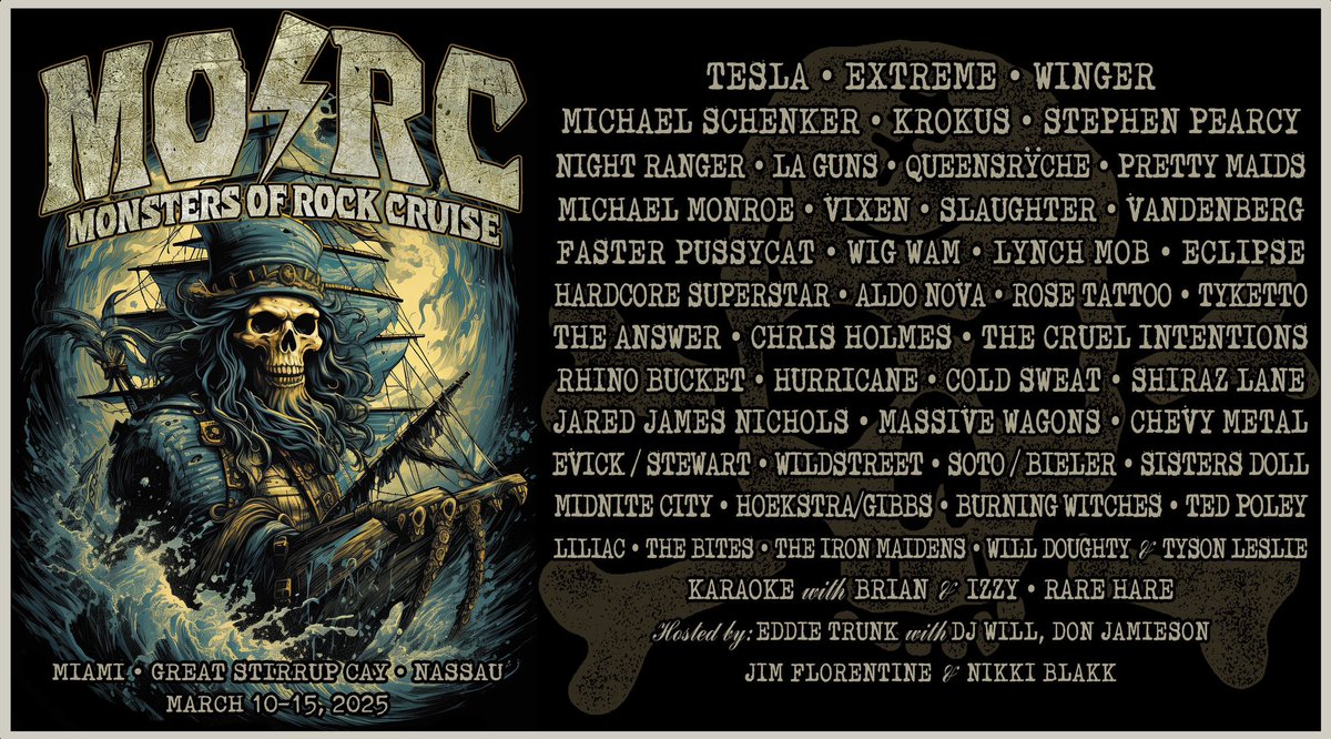 💥 The Line Up! 💥          Some cool additions like Ted Poley,   Chevy Metal, Evick/ Stewart joining the massive 2025 MORC cruise ! That being said.. expect the unexpected ! 🤣🤣 
Monstersofrockcruise.com #morc2025 #thelineup #miami #cruise #hardrock #monstersofrockcruise