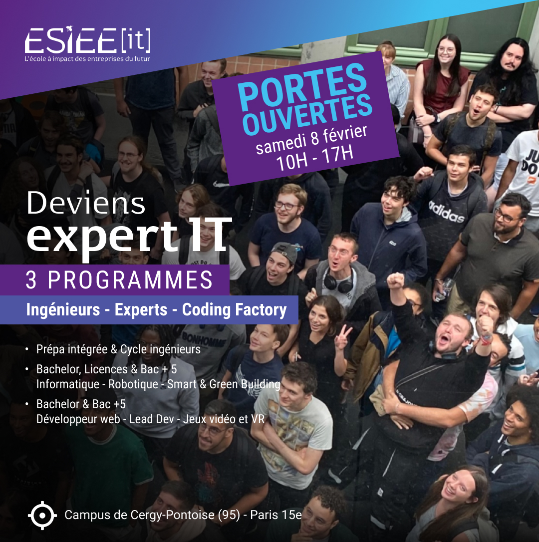 esiee_it's tweet image. 💫 ESIEE-IT t'invite à ses Journées Portes Ouvertes ! Découvre nos campus de Pontoise et Paris Montparnasse et nos 3 programmes : ingénieur, experts et Coding Factory. Inscris-toi dès maintenant
👉 esiee-it.fr/fr/evenements/…
#JPOESIEEIT #formationsingenieur #codingfactory #CTI
